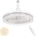 Multifunctional Ceiling Fan with Light & Remote Control, E26 Socket, Dimmable LED Bulb, Silent Operation, Ideal for Bedroom, Kitchen, Garage, Bathroom - White