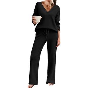 Ekouaer Womens Pajama Sets Fuzzy Fleece Sleepwear Long Sleeve Pjs 2 Piece Lounge Set Fall Outfits Sweater Nightwear, Large