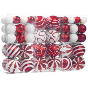 100Pcs Christmas Balls Ornaments Set, Shatterproof Christmas Decorations with Hand-held Gift Package for Xmas Tree/Holiday/Wedding/Holiday/Party Decor (Red & White)