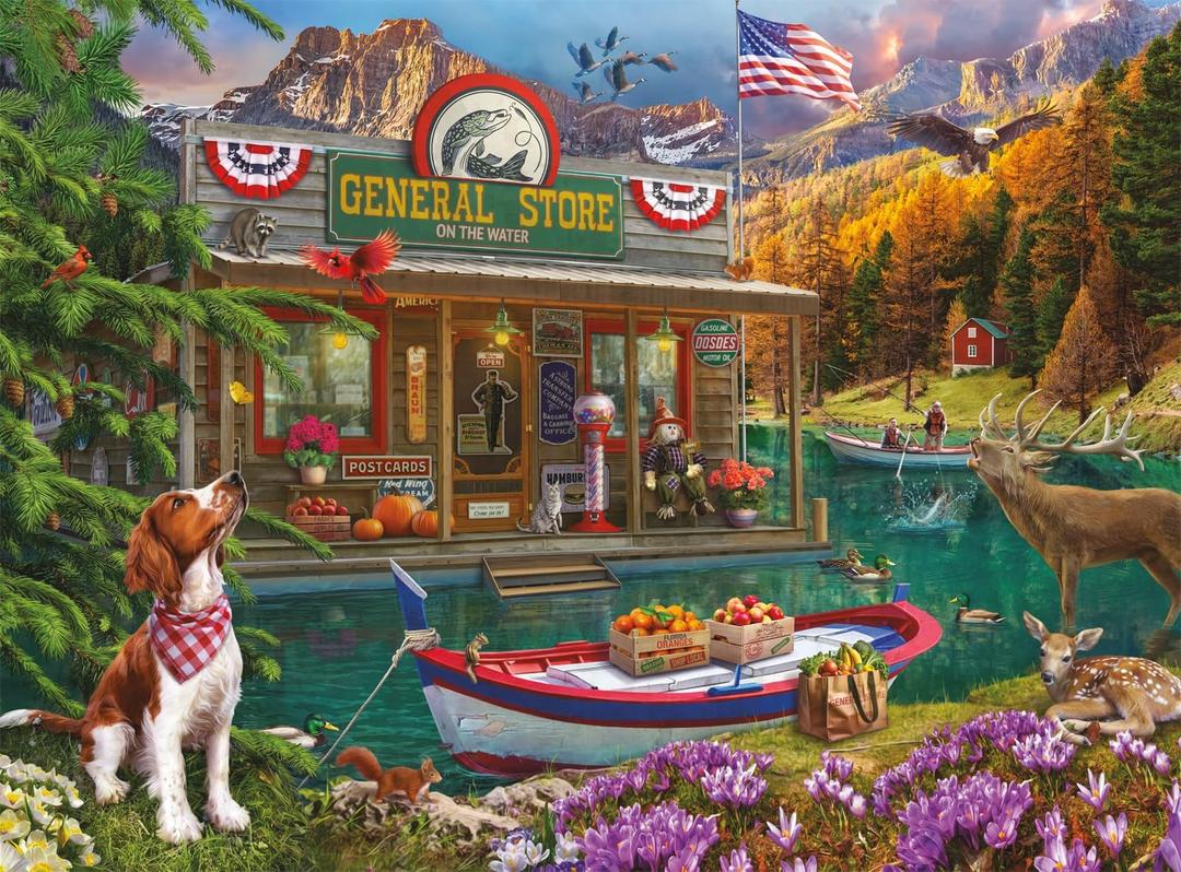 Buffalo Games - Lena - Country Life - Floating Country Store - 1000 Piece Jigsaw Puzzle for Adults - Challenging Puzzle Perfect for Game Nights - Finished Size is 26.75 x 19.75