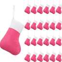 Seematn 50 Pcs Mini Christmas Stockings Small Christmas Stockings Bulk Xmas Tree Decorations for Office Colleague Gifts Church Charity Donate Decor, 5.9 x 3.2 Inch (Pink, White)