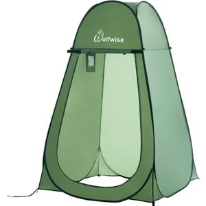 WolfWise Portable Pop Up Privacy Shower Tent, Spacious Changing Room, Dressing Room, Sun Sunshade Canopy Outdoor Rain Shelter, Backpack Privacy Shelters for Camping, Hiking, Beach, Toilet, Green, 47.2" L x 47.2" W x 74.8" H