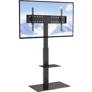 VEVOR Swivel TV Stand Mount, Adjustable Floor Stand for 32-85 Inch TVs, Holds Up to 110lbs, Height Adjustable with Tempered Glass Base, Max VESA 400x800mm for Living Room or Bedroom