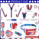 Mepase American Flag Outfits for Men Patriotic Fanny Pack USA Beverage Beer Belt Suspenders for Veterans Day Accessories (Medium)