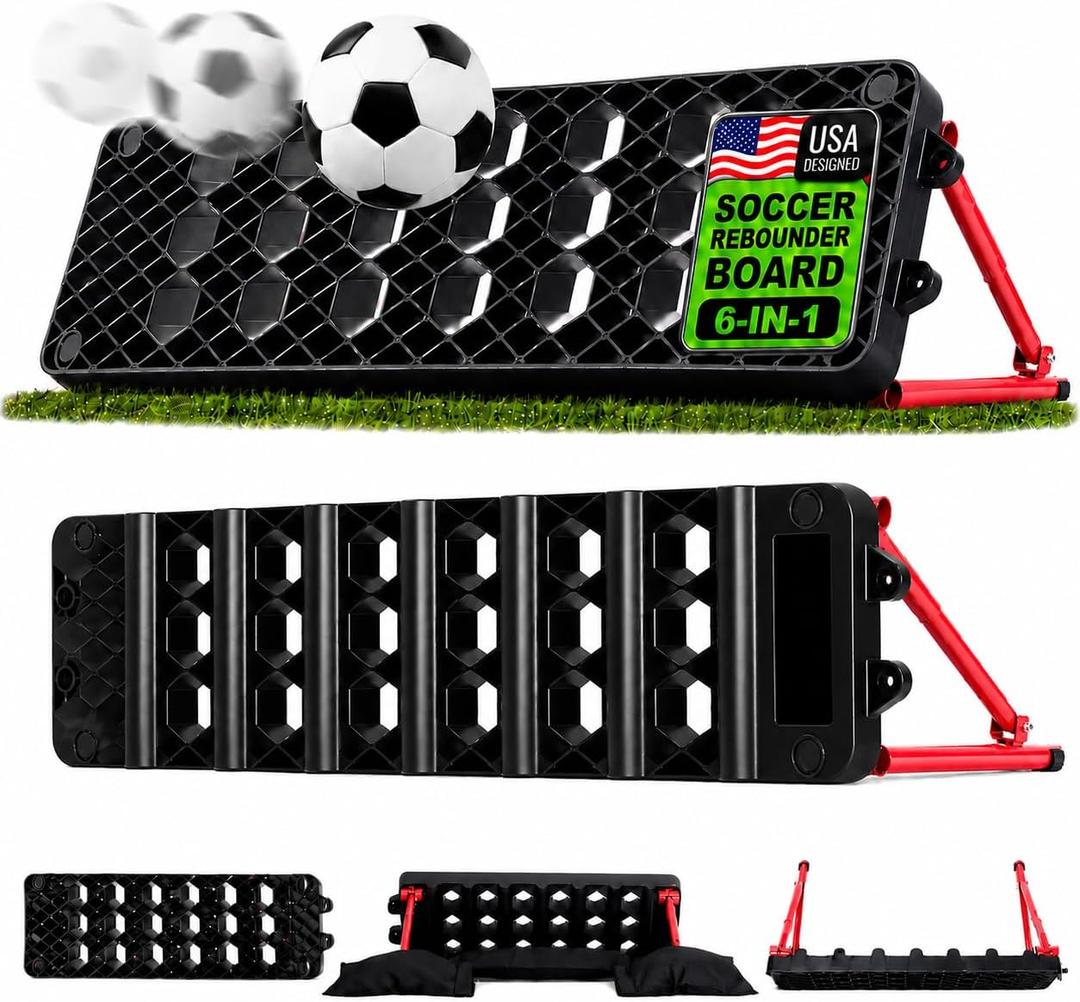 Soccer Rebounder Board, 6-in-1 Dual Surface, 3 Adjustable Angles
Portable Kick Back Wall for Passing, Control & Reflex Training, Designed for Solo Practice at Home or Outdoors