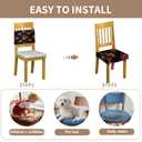 Waterproof Chair Seat Covers Dining Room Set of 4,Soft Printed Patterned Stretch Non Slip Removable Washable Dining Seat Cover Protector Cover for Home Hotel Banquet Party Black Red White Rose Floral