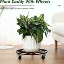 3-Pack 13" Metal Rolling Plant Stand With Wheels for Indoor Outdoor, Heavy Duty Caddy, Iron Dolly With Metal Casters, Heart Style Roller With Clear Saucers, Brown