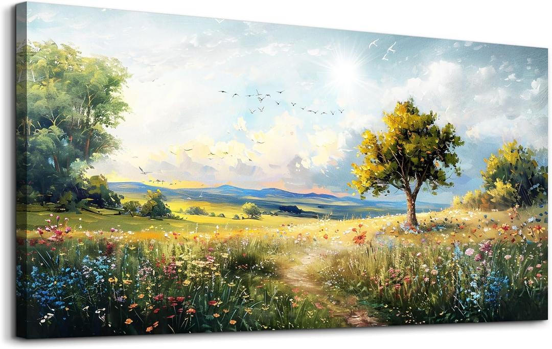 Wapluam Canvas Wall Art For Bedroom Wall Decor For Living Room Modern Office Decorations Pastoral Wall Paintings Scenery Abstract Watercolour Farmhouse Pictures Canvas Artwork Room Home Decor Mural (40"L x 20"W)