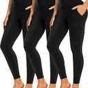 NEW YOUNG 3 Pack Leggings with Pockets for Women,High Waisted Tummy Control Workout Yoga Pants (Small-Medium)