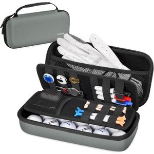 YOREPEK Golf Glove Holder with Removable Glove Shaper, Golf Valentines Gift, Protective Hard Shell Golf Accessories Case Bag with 2 Dividers Fits Balls, Tees, Markers, Cool Gifts for Golfers