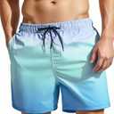 MADHERO Mens Swim Trunks Short Bathing Suit with Mesh Lining Swimming Shorts (Large, Blue Purple)