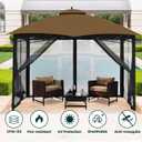 OLILAWN Gazebo Universal Replacement Mosquito Netting, Upgrade 12' x 14' Outdoor Canopy Net Screen 4-Panel Sidewall Curtain, with Zippers, Easy to Install, Fit for Most Gazebo 12x14 Canopy, Black