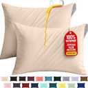 Utopia Bedding Premium 100% Waterproof Pillow Protectors with Zipper Standard Size (Set of 2), Bed Bug and Dust Mite Proof Zippered Pillow Covers, Pillow Encasement Cases, Beige