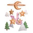 Dragon Baby Mobile, Forest Mobile for Crib, Pink Crib Mobile Girls, Nursery Mobile for Bassinet, Pack and Play, Moon, Pink Dragon, Cloud, Star, Mountain, Tree