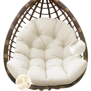 Egg Chair Cushion Replacement, Waterproof Outdoor Hanging Egg Chair Cushion Hammock Swing Chairs Cushions Pads, U-Shaped Thickened Cushions for Hanging Eggs Chairs, 47x33x7 Inches (Cream)