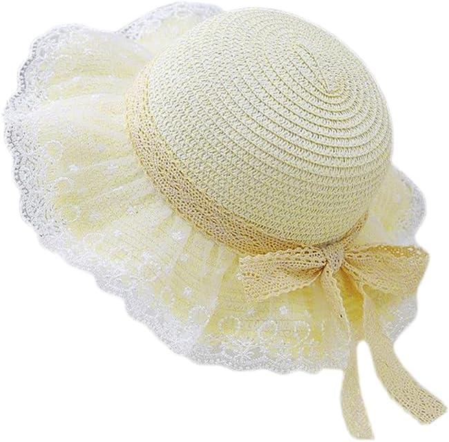 Little Girl Kids Breathable Summer Straw Hat Foldable UV Protection Bowknot Wide Brim Floppy Beach Sun Visor Hats