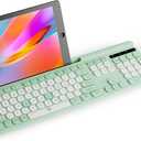 Wireless Keyboard and Mouse Combo for Windows & Mac OS, Full-Size Keyboard and Mouse Colorful with USB Receiver&Phone Cradle for Laptop Computer MacBook, GreenWhite