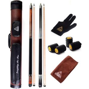 CUESOUL House Bar Pool Cue Sticks,Two Cue Sticks + 2x2 Pool Cue Case Hard