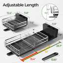 Large Dish Drying Rack, Expandable Dish Rack, Stainless Steel Anti-Rust Dish Racks for Kitchen Counter, Multifunctional Dish Drainer with Utensil Holder & Cup Holder, 13.4"-28.7" L x 11.8" W