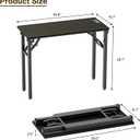 TEMI Small Computer Desk Folding Table - No Assembly, Compact 35.8" Foldable Desk with Power Outlets & USB Charging Port, Portable Small Office Desk, Ideal Mini Study Table, Dark Oak