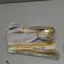 Evanda Gold Silverware Set 60 Piece Service for 20, Titanium Gold Plated Stainless Steel Flatware Set, Knives Forks Spoons Cutlery Set for Wedding, Parties, Birthday, Restauroom, Dishwasher Safe