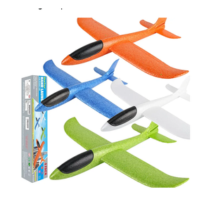 BooTaa 4 Pack Airplane/Flying Toys, 17.5" Large Throwing Foam Plane/Gliders, 2 Flight Mode, Birthday Gifts for Girls Kids 3 4 5 6 7 8 9 10 11 12 Year Old Boys,Outdoor Sport Game Toys