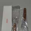 2 Pack Fish Spatula Turner, Stainless Steel Slotted Spatulas for Flipping, Turning, Frying & Grilling, 3"x6"+4"x8" Metal Slotted Spatulas, Wooden Full Tang Handle & Curved Blade