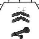 1-1/8 Inch Corner Curtain Rod for Windows - Telescoping Bay Window Curtain Rods - Solid Aluminum Finials - Adjustable Concealed Mounting Bracket - 36-72"Center Rod - 20-36"Side Rods - Black