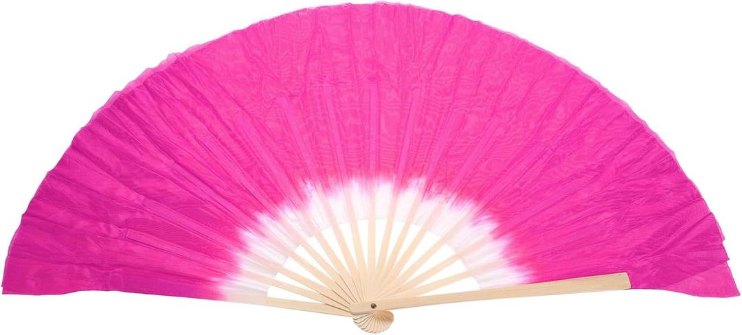 PATIKIL Belly Right Hand Silk Fan Veil 12inch, 1 Pack Short Folding Belly Dance for Women Dance Performance Sport, Rose