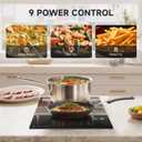 AMZCHEF 2-Burner-Electric-Cooktop-Electric-Stove, 12 inch Plug in Stove Top 110V-120V, 2 Burner Hot Plate with 1800W & 9 Power Levels, Residual Heat Indicator, Over-Temperature Protection