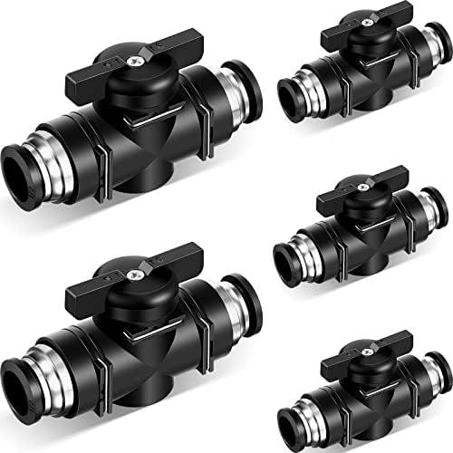Flutesan 2 Pcs Pneumatic Ball Valve Push to Connect Fittings 1/2" x 1/2" OD PVC Air Flow Control Valve Air Straight Union Quick Connect Hose Fittings