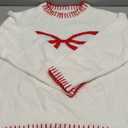 Women Bow Sweater Y2k Crewneck Long Sleeve Knitted Pullover Teen Girls Oversized Sweaters Cute Fall Tops (Medium, White)