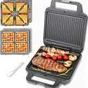 Panini Grill Press Breakfast Sandwich Maker 3 in 1, Electric Griddle Panini Press, Grilled Cheese Maker, Sandwichera Electrica, Belgian Waffle Maker with Removable Plates