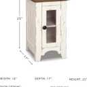 Signature Design by Ashley Wystfield Farmhouse Chair Side End Table with Cabinet Door for Storage, White & Brown with Distressed Finish
