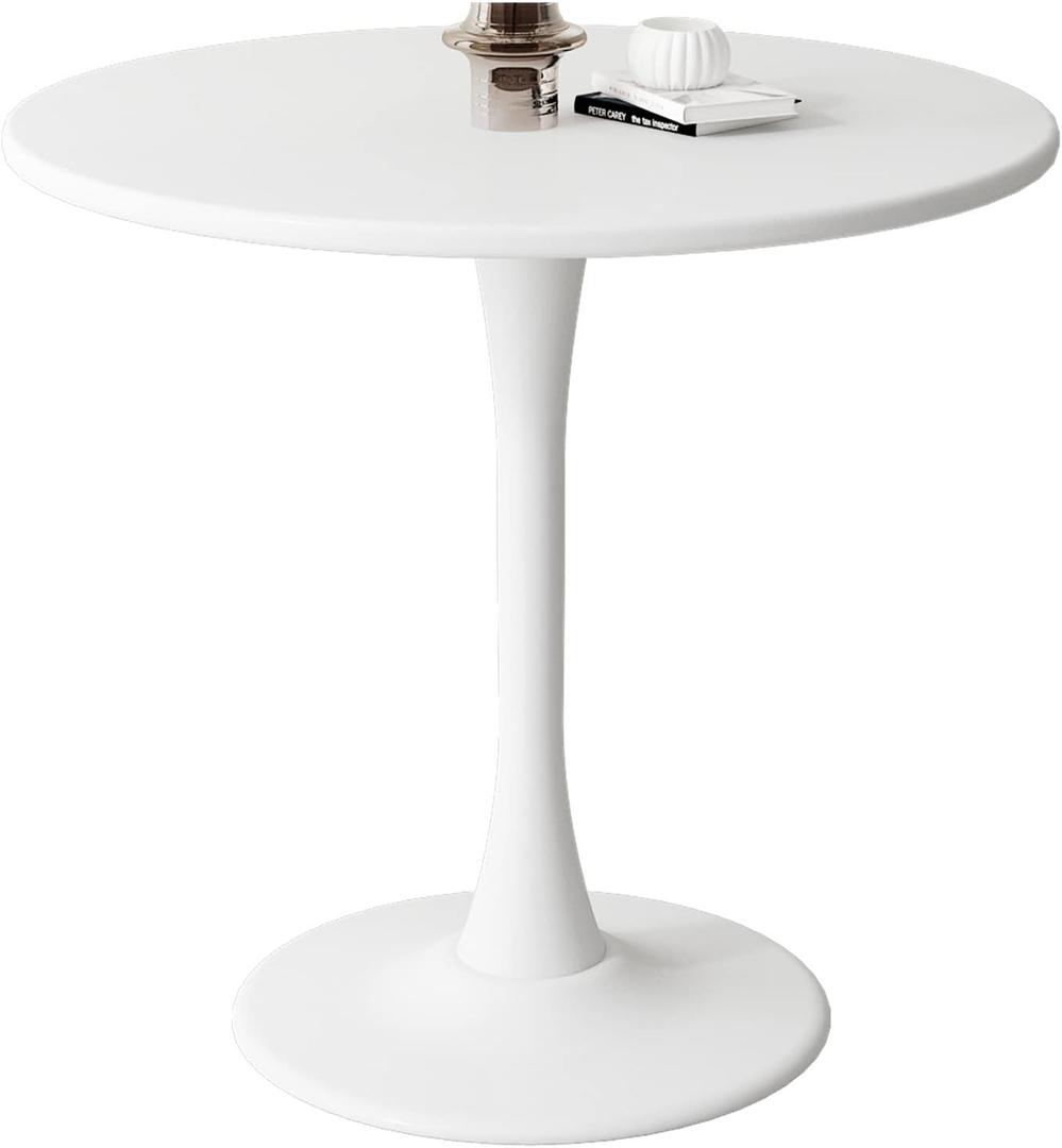 White Round Table Modern Tulip Dining Table White Round Kitchen Table Mid Century Coffee Table for Living Room, 24 inch White