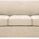 H.VERSAILTEX 4 Piece Stretch Couch Covers for 3 Cushion Couch Sofa Furniture Slipcovers Feature Upgraded Thicker Jacquard Fabric (Sofa, Natural)