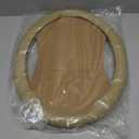 Car Pass Classical Leather Automotive Universal Steering Wheel Covers,Universal Fit for Suvs,Trucks,Sedans,Cars,Vans,14.5-15inch Anti-Slip Safety Comfortable Desgin(Beige)