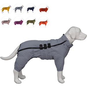 Lovelonglong Warm Dog Coat Double Layers Dog Vest, 4 Legs Covered Windproof Waterproof Reflective Warm Dog Vest Outdoor Skating Dog Costume for Small Medium Large Dogs Gray M (M (back 12.5"))