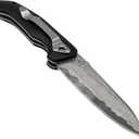 ALBATROSS Premium EDC Pocket Folding Knife with 3.5" Damascus Steel Blade & Ebony Wood Handle, Camping Hunting Knife with Clip, Gift for Men - HGDK011