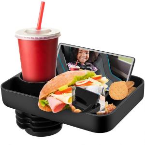 Car Seat Snack Tray for Kids, Silicone Kids Car Seat Travel Tray with Cup Holder, Portable Kid CarSeat FoodTray, Cup Holder SnackTray for Toddler CarSeat