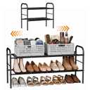 Nuovoware Expandable Shoe Rack, 2-Tier Metal Shoe Storage Organizer