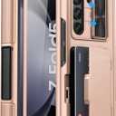 for Galaxy Z Fold 5 Case with Kickstand & Card Holder, Built-in Camera Cover & Screen Protector & Hinge Protection, Rugged Sturdy Shockproof Phone Case for Samsung Z Fold 5 2023, Rose Gold