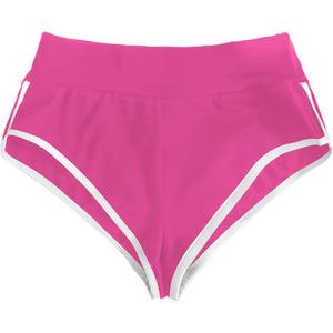 SweatyRocks Women's Sporty Elastic Waist Contrast Binding Mini Biker Shorts Hot Pink, Smal
