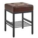 IBUYKE Square 16.34 inches Stool with Adjustable Feet and Storage Space, Footrest Chair,Multi-Use as Small Side Table or Ottoman, for Bedroom, Dark Brown LG-60Z