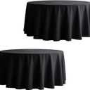 2 Pack Round Tablecloth 120 Inch Black Table Cloths for Circle Tables,Polyester Fabric Washable Table Cloth Cover for Wedding Reception Banquet Birthday Party Buffet Restaurant