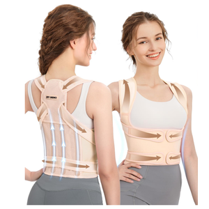 Fit Geno Back Brace Posture Corrector for Men & Women: Shoulder Straightener Adjustable Full Back Support Pain Relief - Scoliosis Hunchback Spine Corrector (Medium) (Beige)