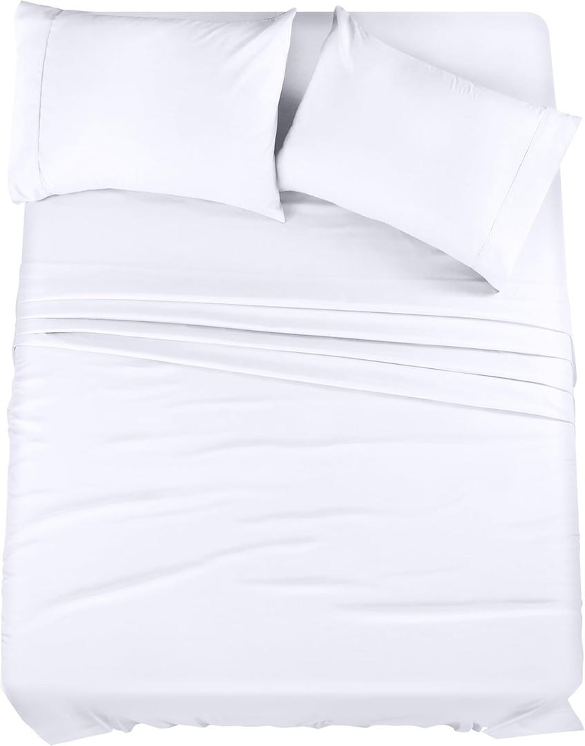 Utopia Bedding Full Sheet Set  4 Piece Bed Sheets for Full Size Bed, Soft and Breathable Microfiber, Includes 1 Fitted Sheet, 1 Flat Sheet and 2 Pillowcases (White)