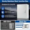 20" x 16" x 8" Heavy Duty Outdoor Wall Mount Steel Electrical Junction Box, Weatherproof Enclosure with Removable Panels, Lockable Lid & DIN Rail for Solar, Traffic & Industrial Machine Wiring