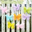 3D Hanging Butterfly Decorations, Colorful Butterfly Birthday Party Decorations, 8 Pcs Paper Butterfly Hanging Decorations with Green Leaf Strings for Girls, Women, Flower Garden Party Decor