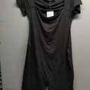Maternity Romper with Square Neck and Short Sleeve Bodysuit, Photoshoot Casual Workout Maternity-Clothes (Black, XL)